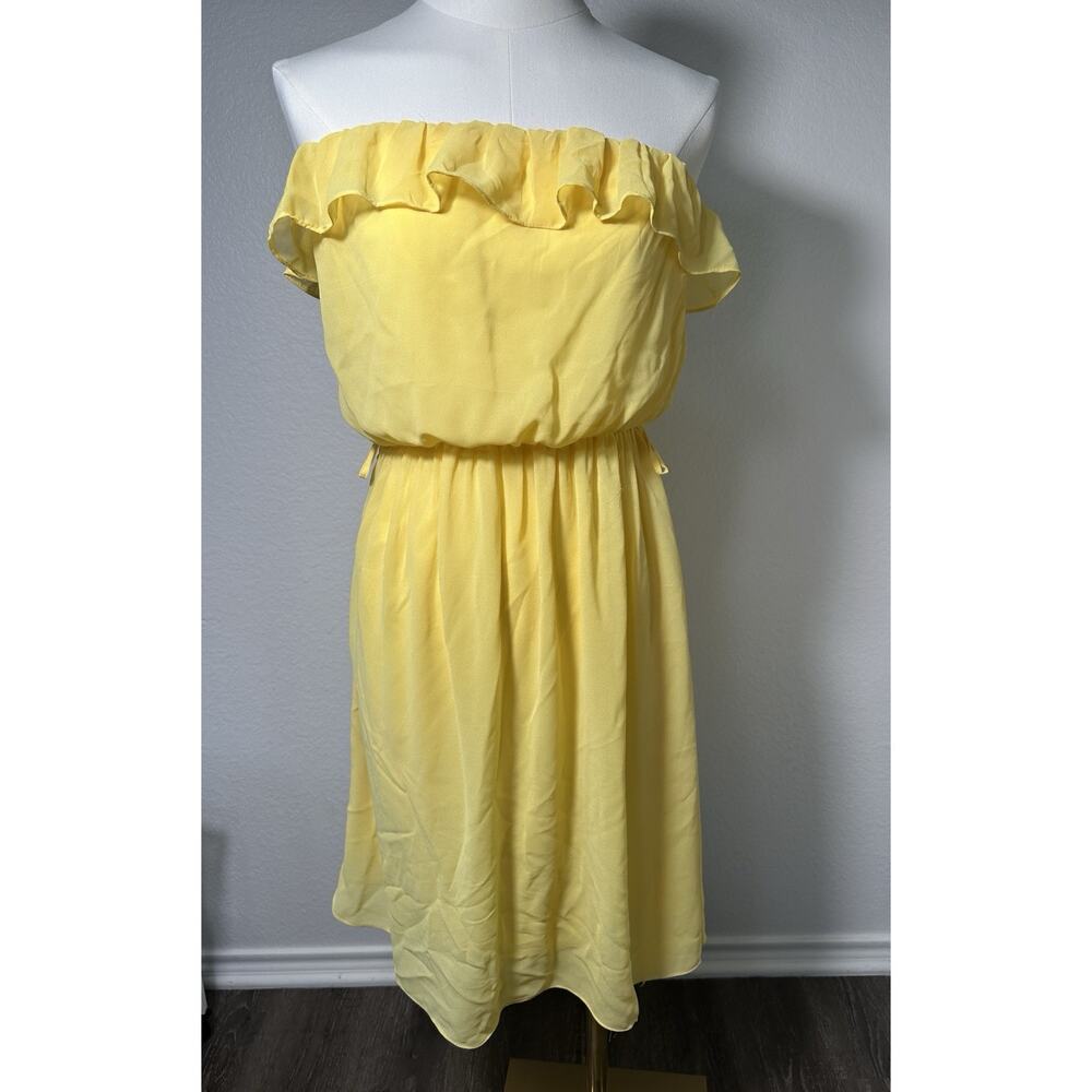 Paradis Miss Yellow Off-Shoulder Ruffle Dress Size S Waist Summer
